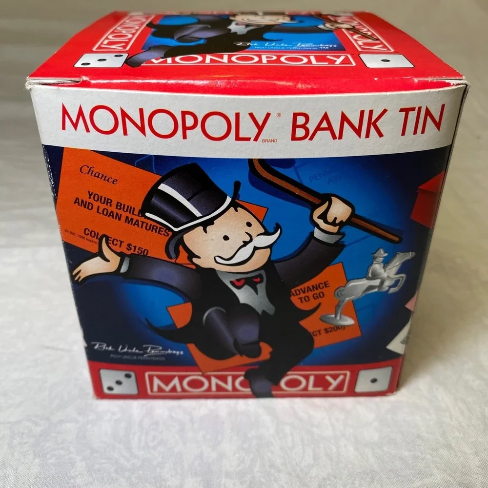 Monopoly Bank Tin Vintage 1999 Giftco Coin Bank Money Bank With Original Box